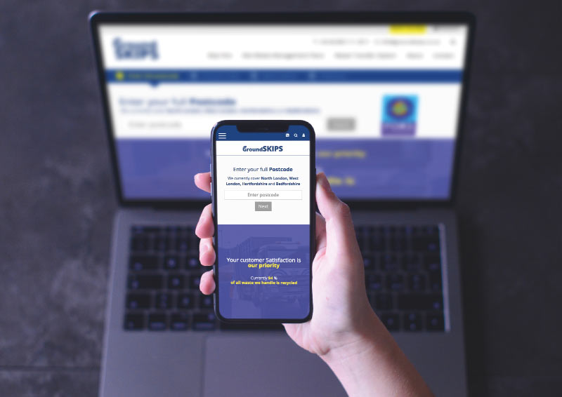Ground Skips website on mobile and laptop