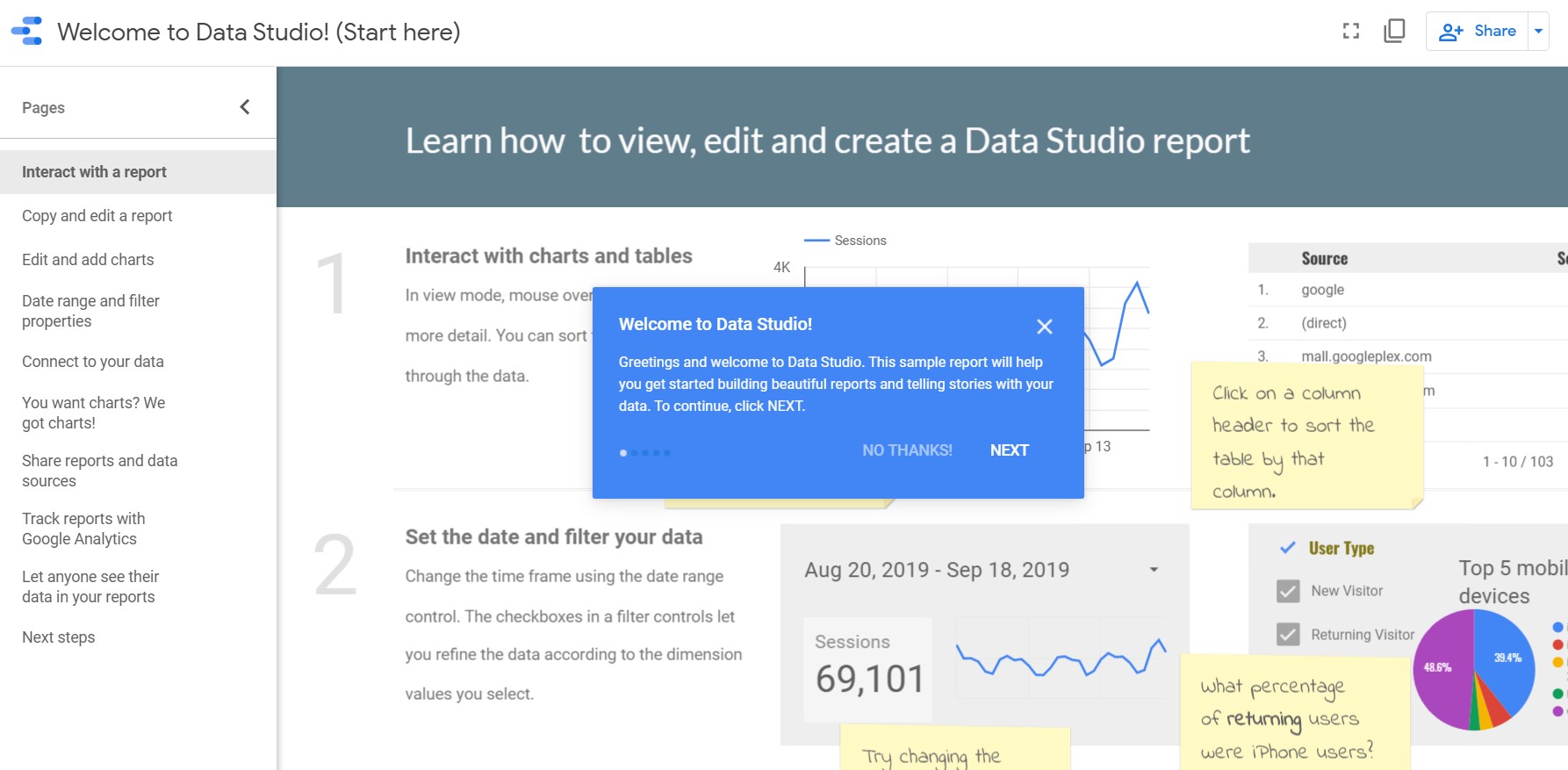 Data Studio interactive report